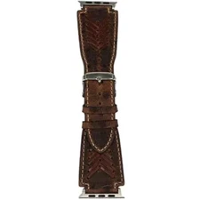 New! Nocona Belt Co. Brown GENUINE LEATHER OSTRICH PRINT APPLE WATCH BAND