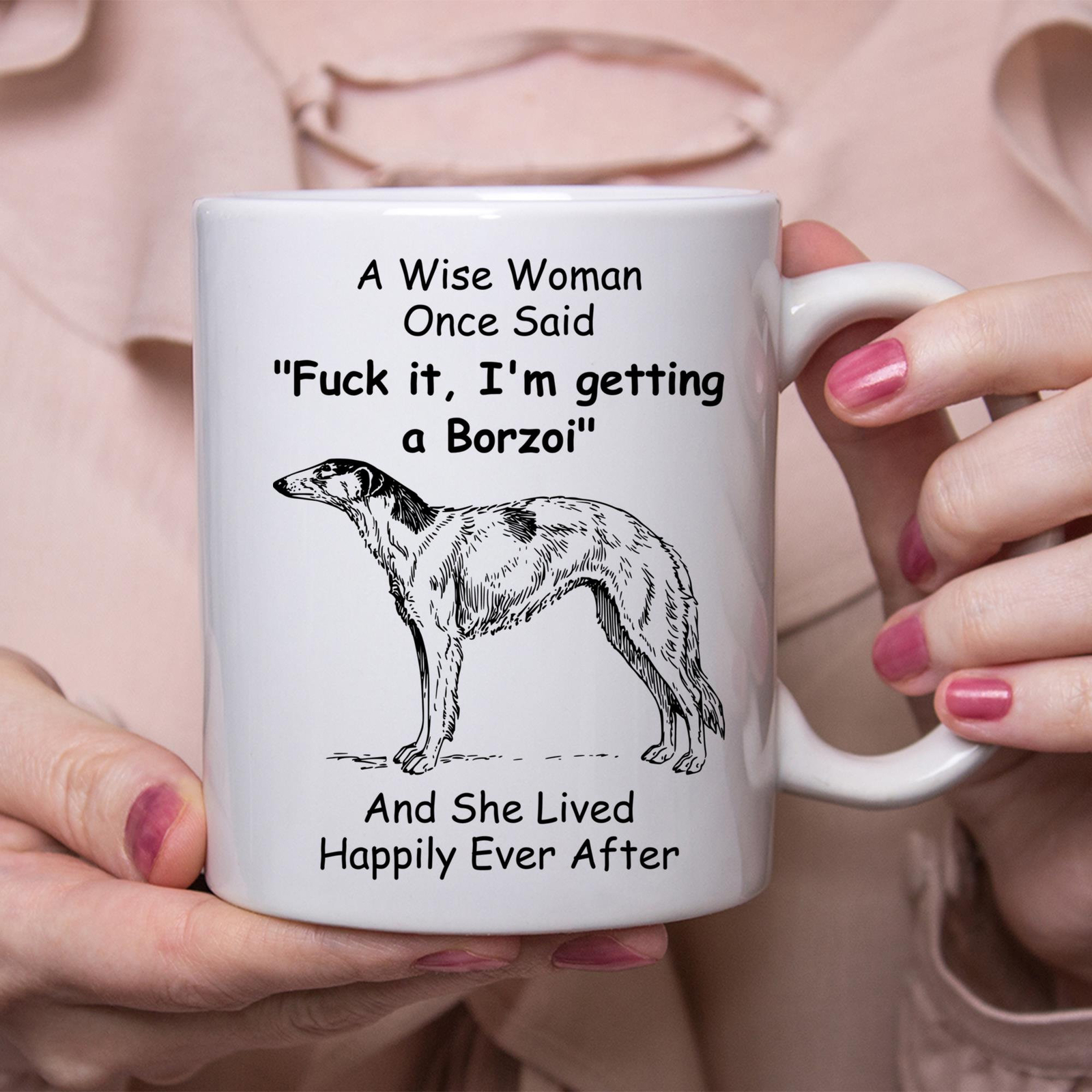 Funny Borzoi Coffee Mug Perfect Gift for Women White Cup