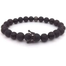 Handmade Lava Rock Crown Bracelet Yoga Prayer Accessorise Healing Beads Vegan