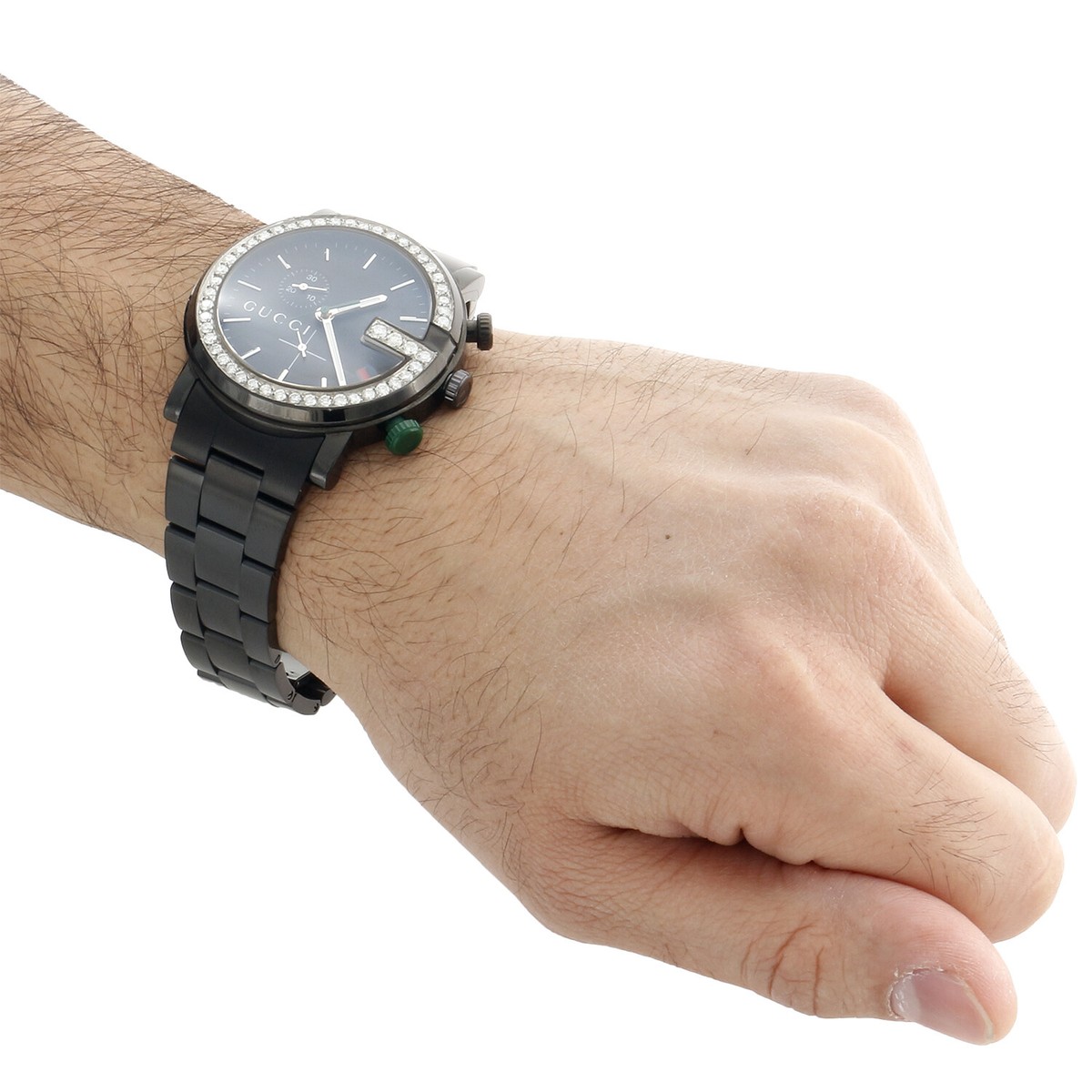 Mens Black PVD Diamond Gucci Ya101339 G-Watch Black Dial