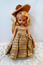 Vintage Nancy Ann Storybook Doll Sleepy Eyes Striped Dress Blonde Hair