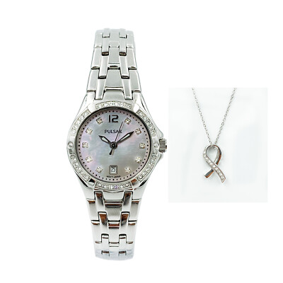 Pulsar lady battery water resistant stainless steel stone Swarovski crystal 2-Tone Womens pulsar w/ Swarovski® Crystal | Mercari main image 3
