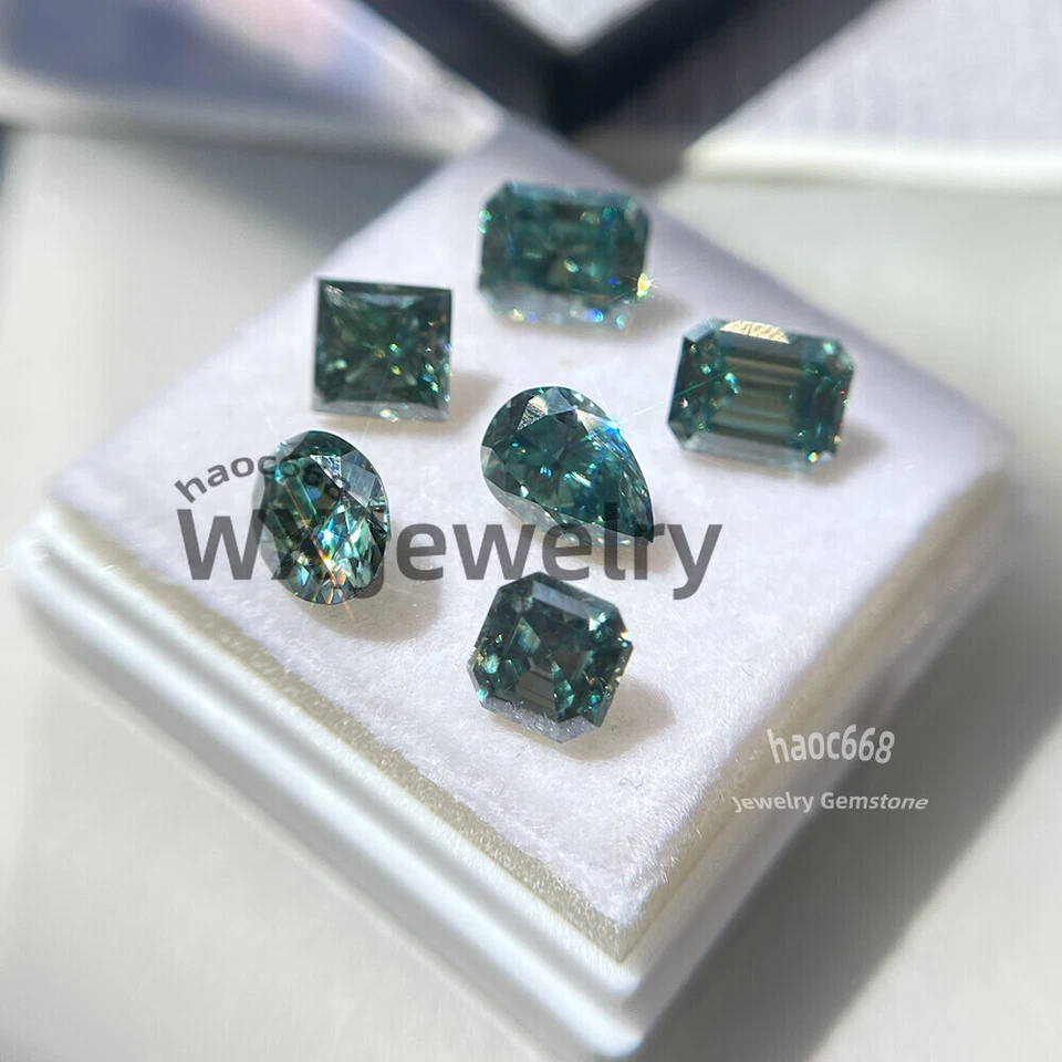 Moissanite loose stones MultiShape cut Moissanite GRA Blue Green VVS jewelry - Image 2 of 4