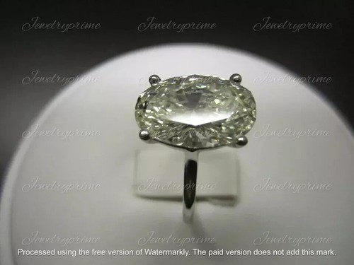4ct Oval Cut Lab-Created Diamond Cocktail Solitaire Ring 14k White Gold Plated - Picture 3 of 3
