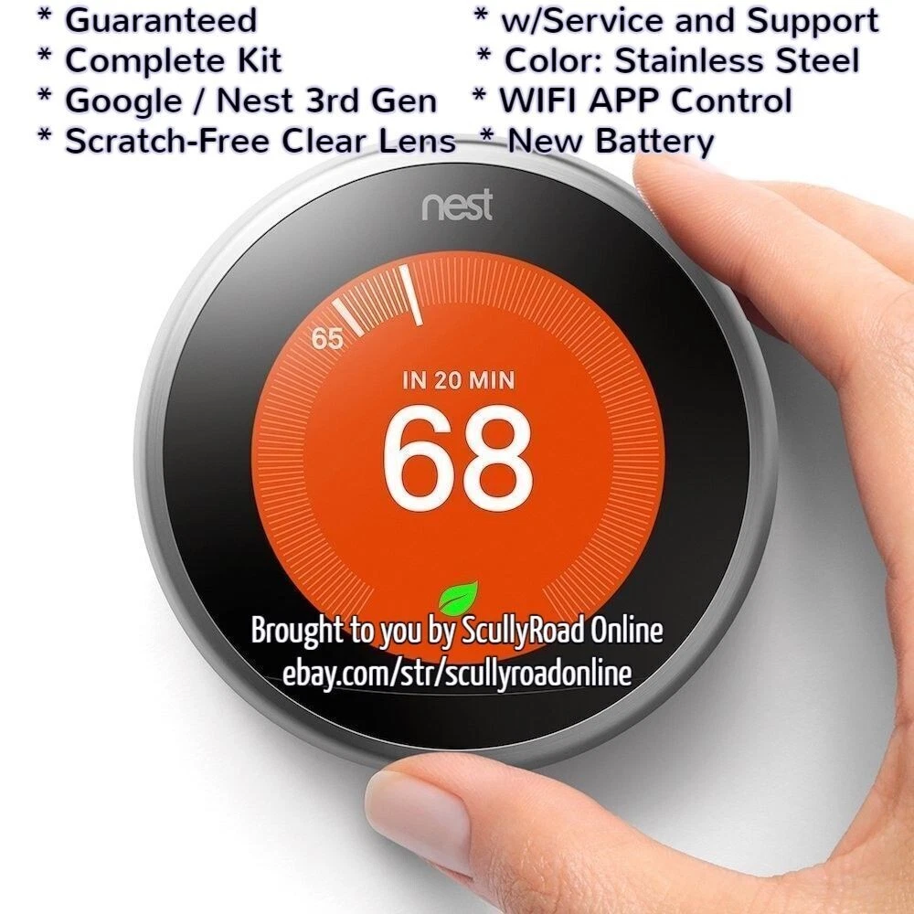 Google/Nest 3rd Generation Thermostat Stainless Steel T3008US FULL KIT +