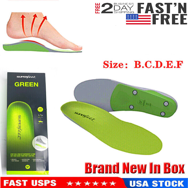 Superfeet Green Insoles, Professional-Grade High Arch Orthotic Insert