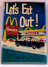 Let's Eat Out MAGNET 2"x3" Refrigerator Locker Poster Fast Food Advertisement #2