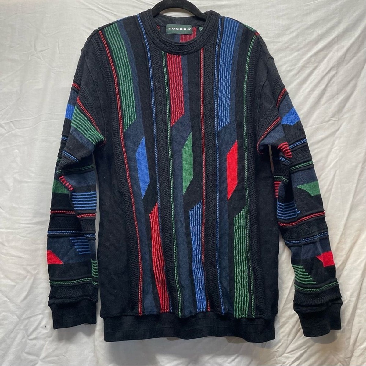 Vintage Tundra COOGI STYLE 90s Canada Multicolor 3D Knit SWEATER 