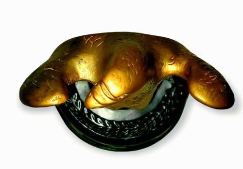 Vtg 1940s ABCO ALEXANDER BACKER Chalkware Eagle Bookend (8") Bronze Paint Statue - Picture 5 of 11