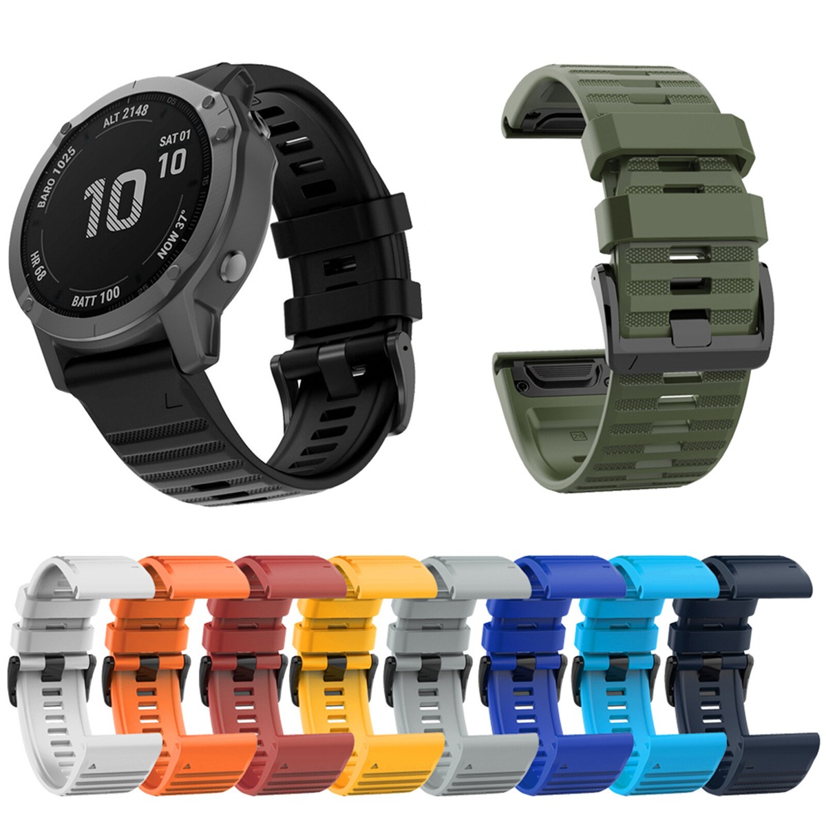 For Garmin Fenix 5X/6X Plus/3/3 HR Quick Fit Silicone Watch Band