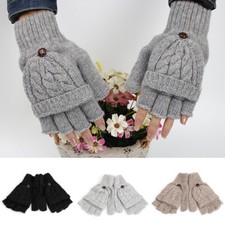 Knit Gloves Sports Fitness Elastic for Thicken Warm Black Gray Coff
