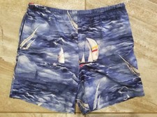 Men's Medium Nautica Sailing Sailboats Trunk Swim Shorts w/ drawstring 3 pockets