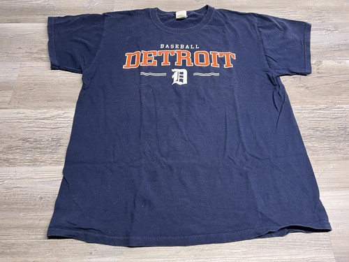 Vintage Detroit Tigers T-Shirt MLB Baseball Graphic Tee Spell Out FOTL Sz Large - 第 1/7 張圖片