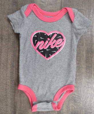 Baby Girl Clothes Nike 0-6 Month Gray Pink Bodysuit
