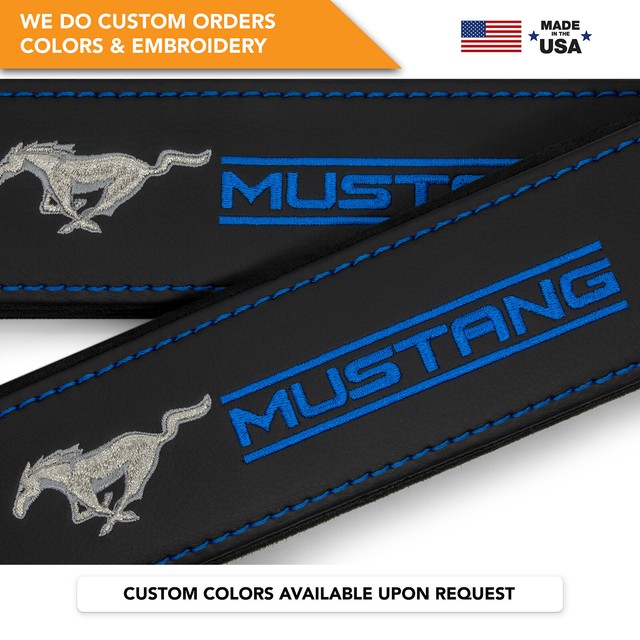 Seat Belt Covers Shoulder Strap Leather Pads Custom Fits Ford Mustang