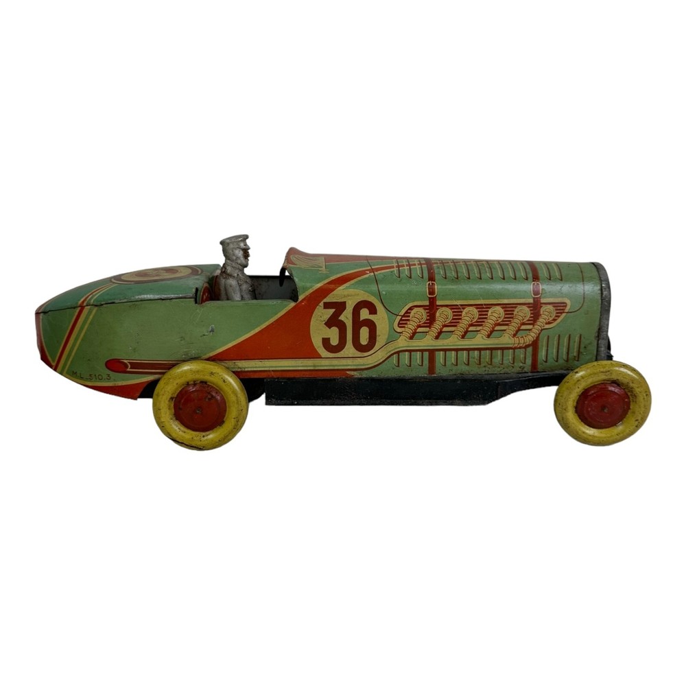 1930's Martinan Larnaud Tin Grand Luxe Race Car w/ Driver.  SCARCE / RARE France