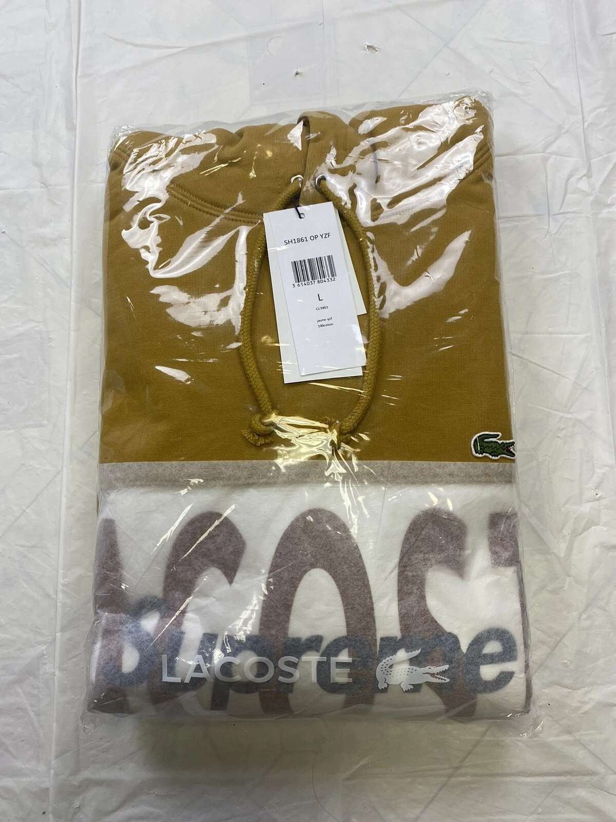 Sweat à capuche Supreme Lacoste neuf taille or grande FW19 Deadstock