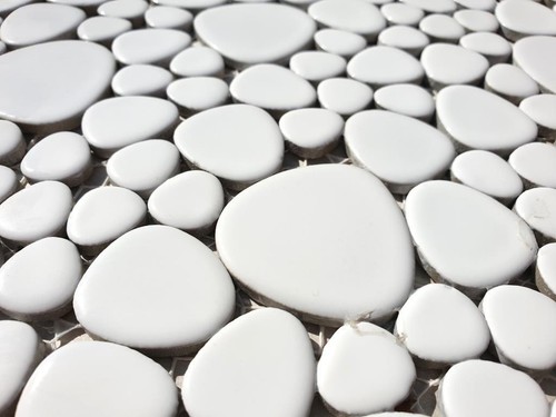 Ceramic Mosaic Peppels Pebbles White Wall Kitchen Shower Bathroom WB12-0102|1 Mat - Picture 5 of 7