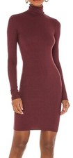 NWT ENZA COSTA Women's Stretch Silk Rib Long Sleeve Turtleneck Mini Dress sz M