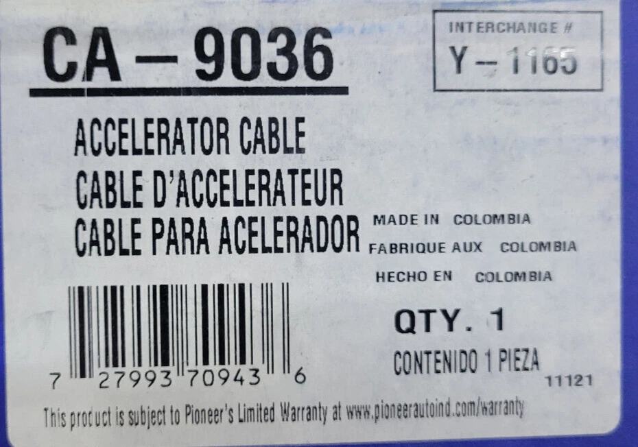 Carburetor Accelerator Cable Pioneer CA-9036 for Dodge DW Pickup 1988 SC - Image 2 of 2