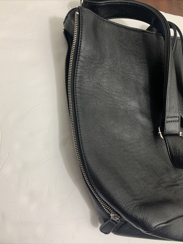Buxton black pebble leather laptop tote bag shoulder bag zipper pockets Large - Picture 4 of 19