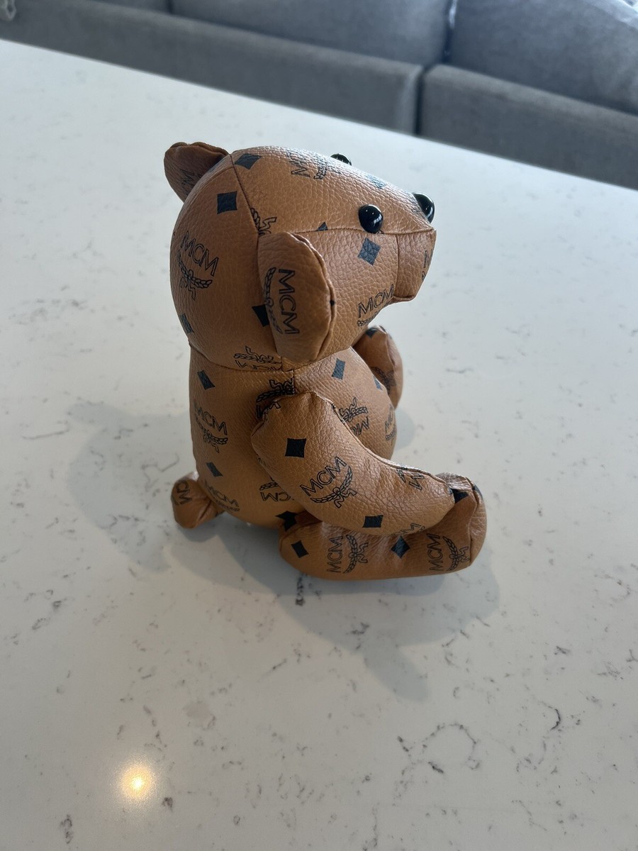 MCM Limited Bear Leather Plush Doll Stuffed Tan Toy Limited