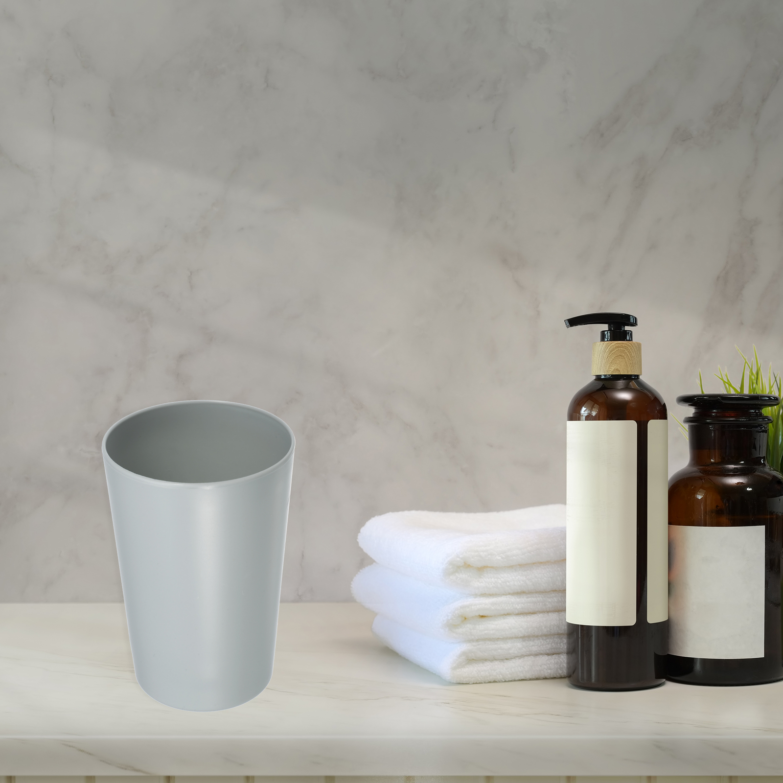 2Pcs Bathroom Toothbrush Tumblers Cup Set PP Cup Color Gray 4.52''x3.03
