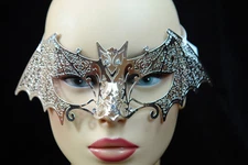 Silver Laser Cut Metal Bat Venetian Masquerade Porm Wedding Ball Party Mask 