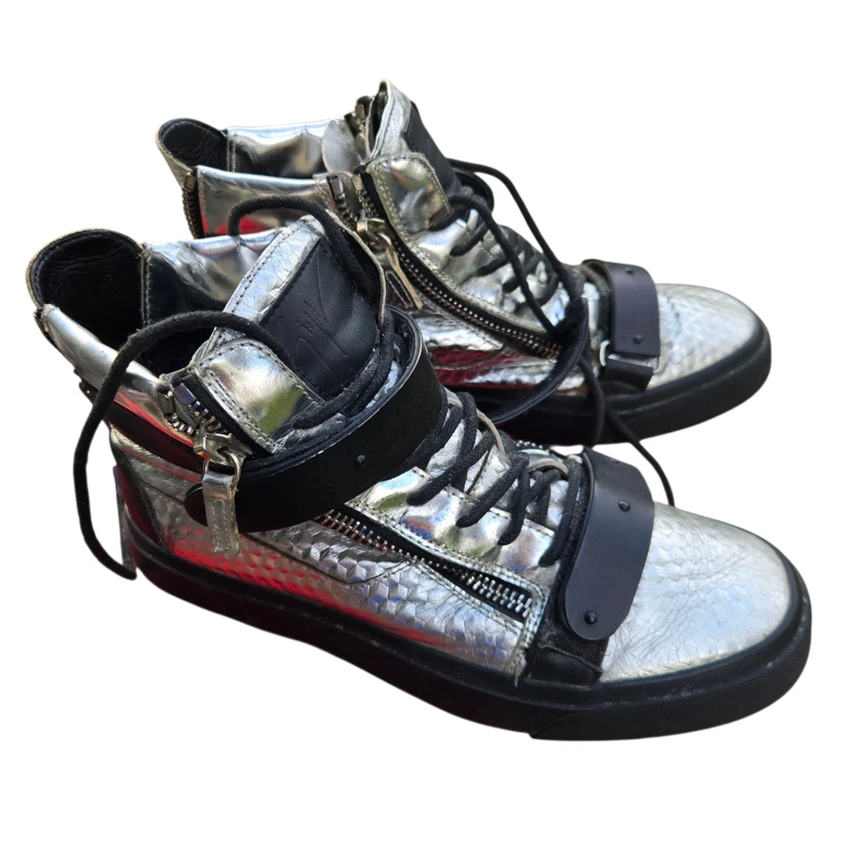 GIUSEPPE ZANOTTI Mujer Metálico Plateado Zapatillas Altas Talla 39/8.5-9 Foto 2 de 4