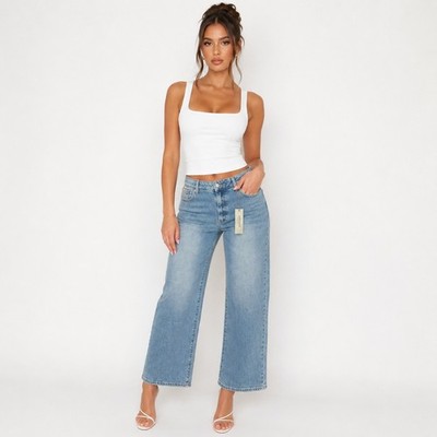 Just USA Slim Wide Leg Jeans Light Wash Blue Denim Petite 14P NEW