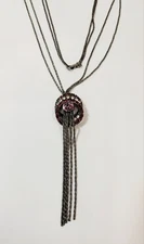Vintage Alice Caviness Purple Dragon Breath Stone Rhinestone Dangle Necklace