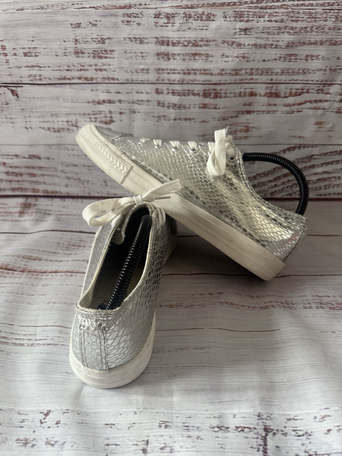 Claudia Ghizzani silver metallic snake print trainers size 6 image 10