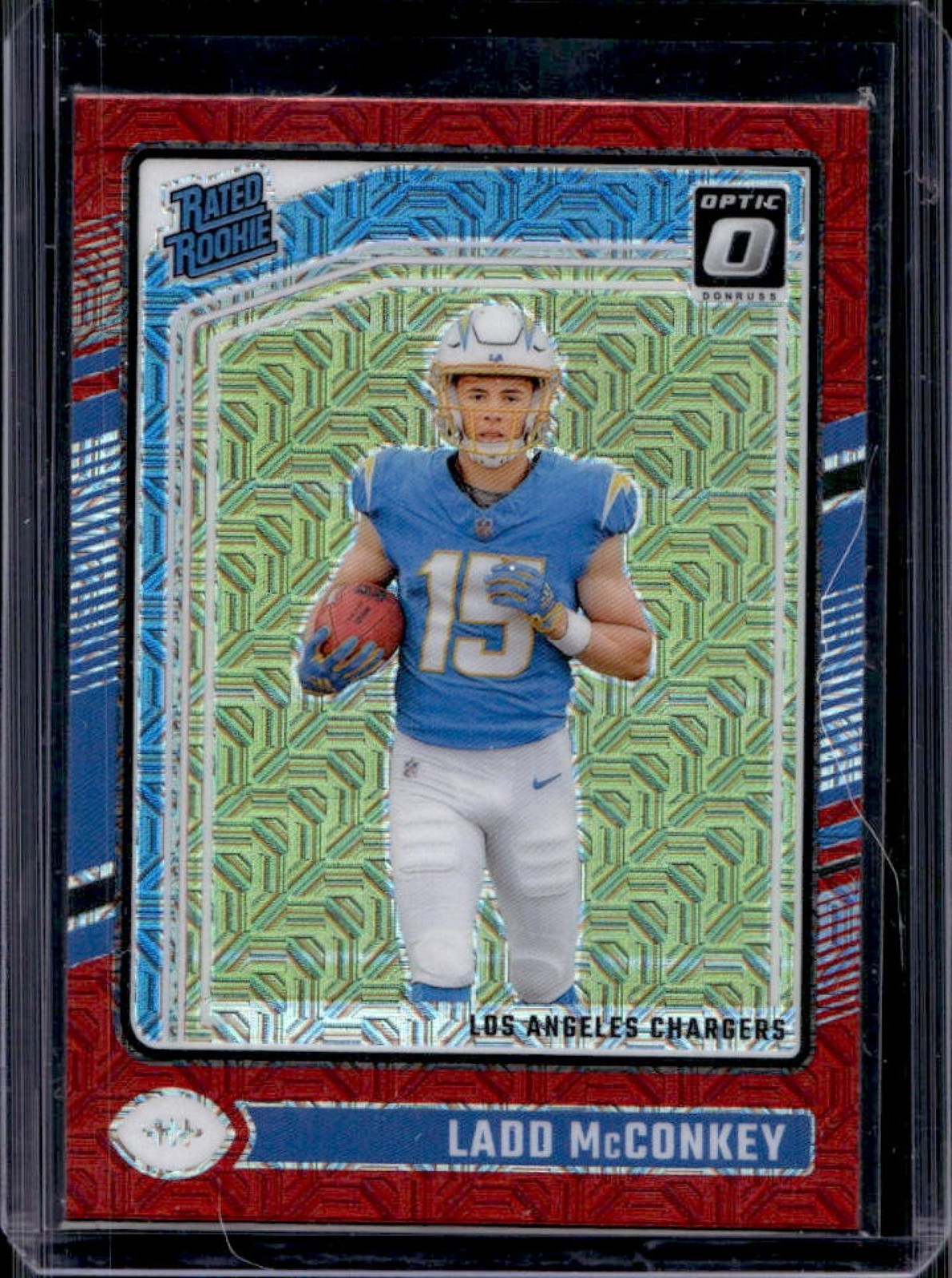 2024 Panini Donruss Optic Ladd McConkey Red Mojo Rated Rookie #266 Chargers