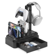 Headphone Stand with Drawer - Rotatable Headset  Detachable Controller Holde...