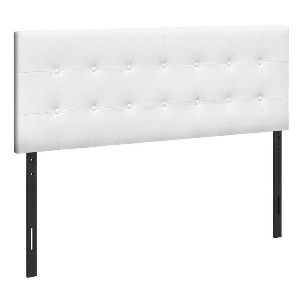 Queen Size Upholstered White PU Leather Look Bed Headboard Only  -image