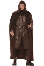 Deluxe Hooded Men Cape Costume Brown