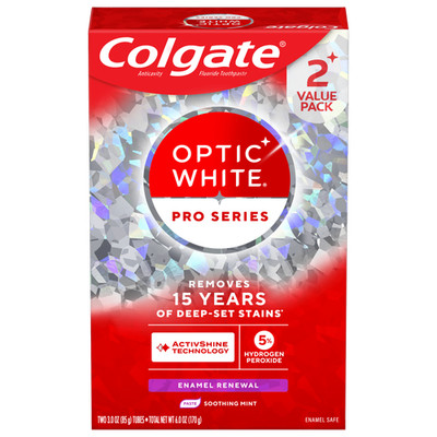Colgate Optic White Pro Series Enamel Renewal Toothpaste, Mint, 3oz (2 PACK)