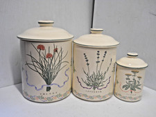 Woodbine Meadows Ceramic Canister Set Herbs C...