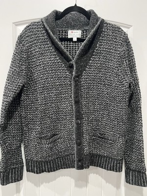 Neiman Marcus Rag & Bone Target Cardigan Sweater Black Gray Wool Blend, Large
