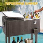80QT Rattan Square Legs Cooler with Shelf Portable Patio Party Cooler Cart — photo 2