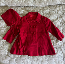 Millicent's of San Francisco Vintage Red Kids Unisex Coat Bonnet Size 2T