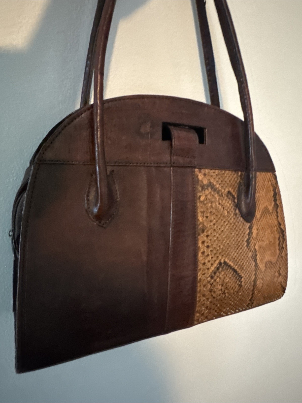 Vintage African Leather Python Snakeskin Shoulder… - image 2