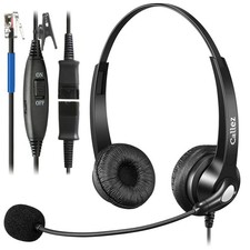 RJ9 Phone Headset with Mic Noise Cancelling, Office Telephone Headset with Qu...