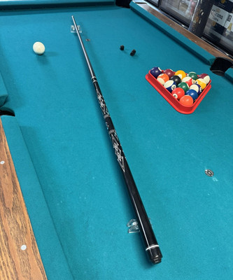 Two-Piece Billiard Cue Black and White Graphic Design Pool Stick