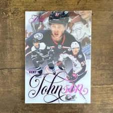 2025-26 Flair #34 Kent Johnson Backcheck Variant/199 Blue Jackets 2025-26 NHL