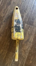 Antique Wood Lobster Buoy Yellow /black 22” Authentic Maine