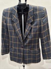 JONES NEW YORK Lined Wool PLAID 1-Button pockets Blazer/Jacket Sz 8