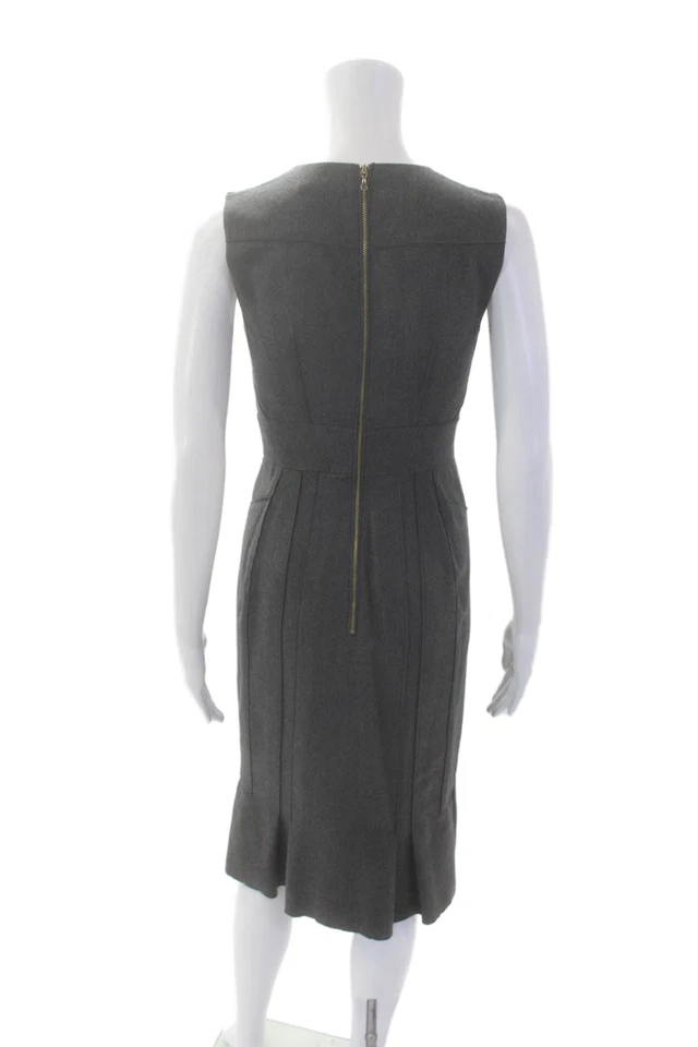 Magaschoni Womens Sleeveless Round Neck Lined Pencil Dress Gray Size 0 - Image 3 of 4