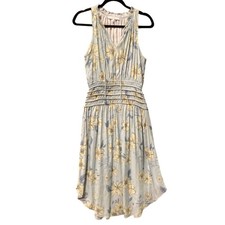 Current Air Sleeveless A Line Floral V Neck Smocked Waist knee length Dress M