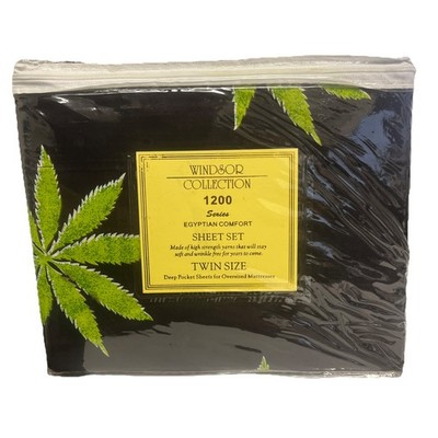 Windsor Collection 1200 Series Egyptian Comfort Sheet Set Twin Size Black/green